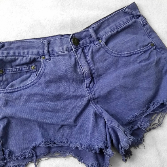 FREE PEOPLE Purple Mid Rise Cutoff Jean Shorts - Picture 3 of 7